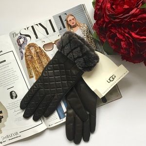 UGG Brown Leather Gloves